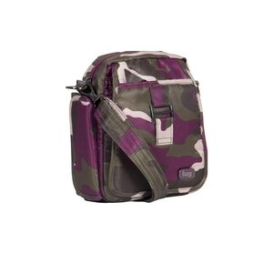 Lug LIKE NEW infinity Can Can RFID Crossbody Hip / Waist Bag Purple Brown Camo